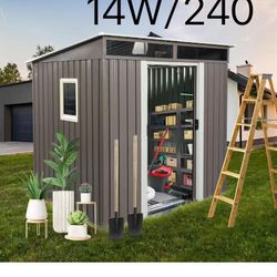 6ft x 5ft Outdoor Metal Storage Shed with Window Transparent Plate $