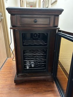 Wood Cabinet Wine Cooler with Drawer