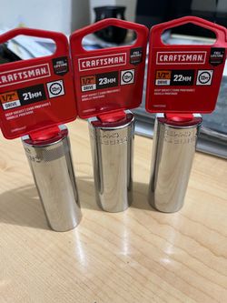 Craftsman 1/2" Drive Deep Sockets 21mm 22mm 23mm