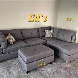 BRAND NEW 3PC SECTIONAL SOFA SET WITH OTTOMAN AND ACCENT PILLOWS INCLUDED $599