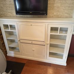 Antique Craftsman Drop-Front Writing Desk / Built-In Cabinet (c.1900–1920) – Shabby Chic Charm