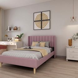 *READ* New Pink Velvet FULL SIZE Platform Bed Frame
