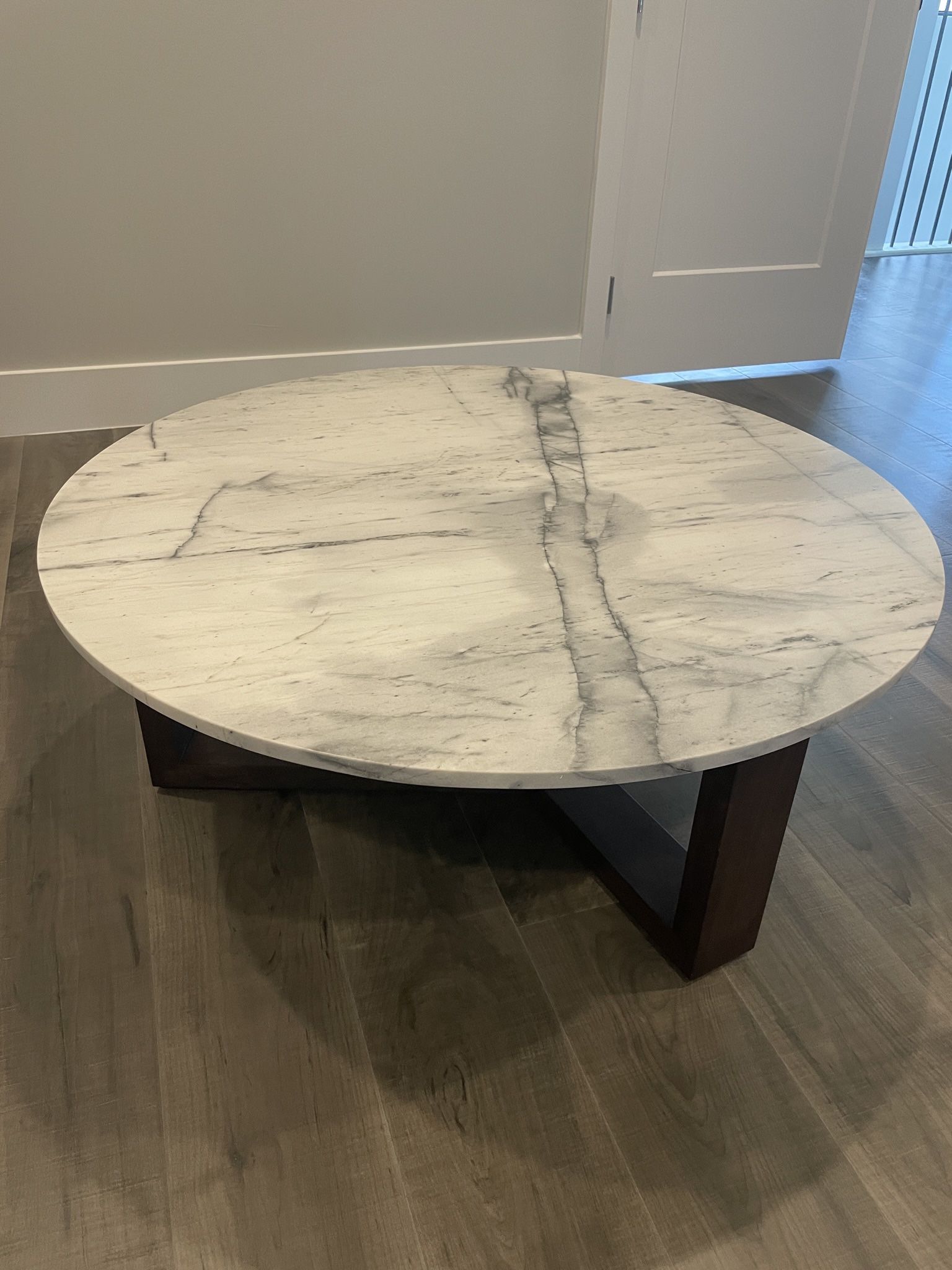 Marble Top Table With Wood Base