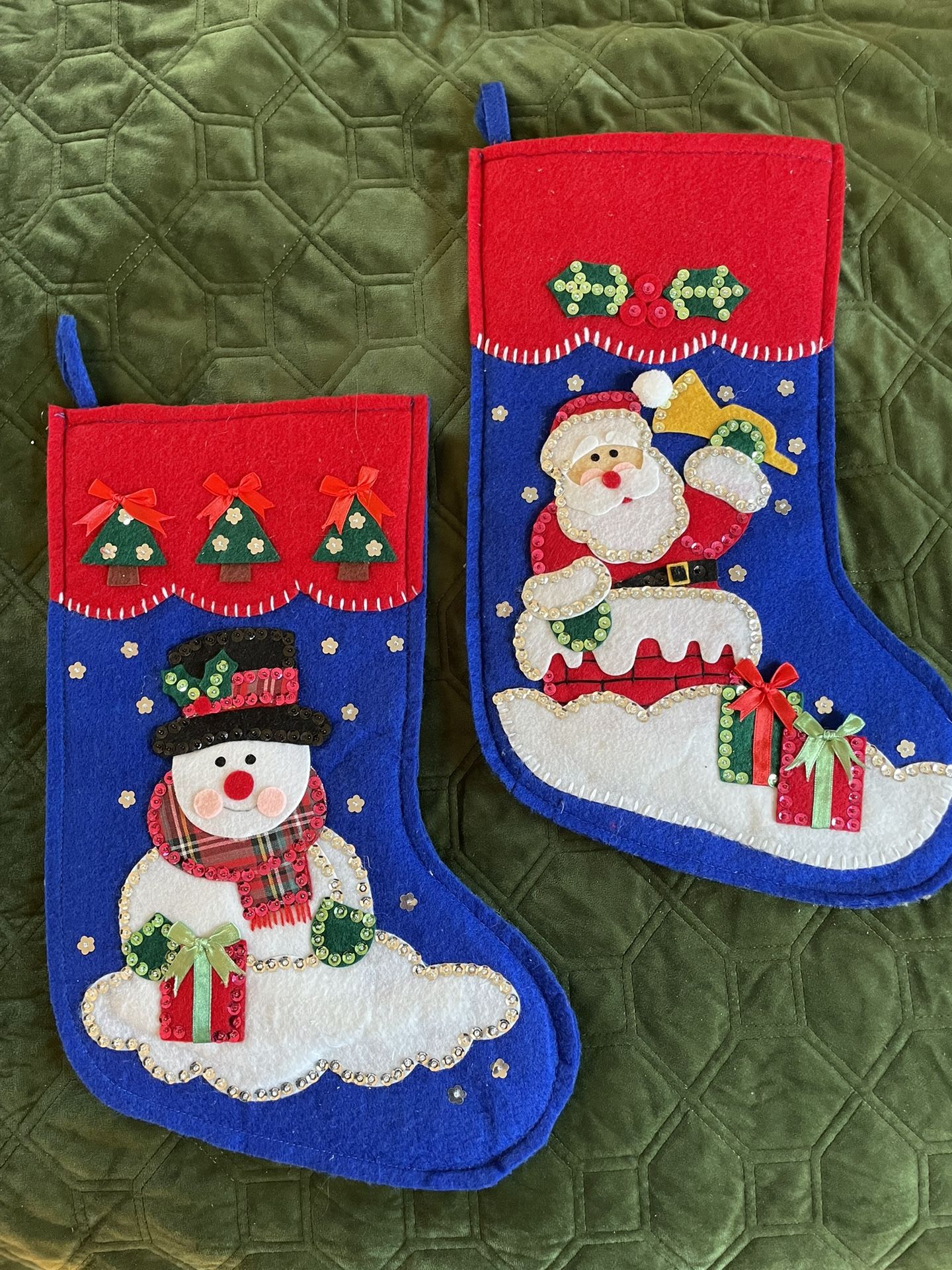 16” Felt Embellished Christmas Stockings New 