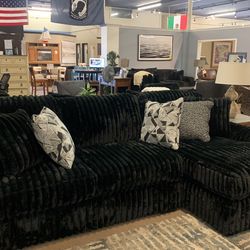 Black Fabric Sofa Chaise