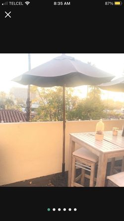 Blue Outdoor Umbrellas With Base (3)
