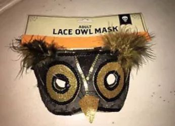 Adult one size feathered owl bird masquerade costume mask halloween