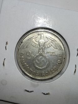 Silver 1938 B German 2 Reichsmarks