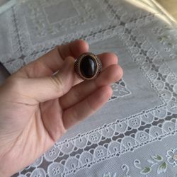 men Golden ring the dotted pattern Design with agate stone US