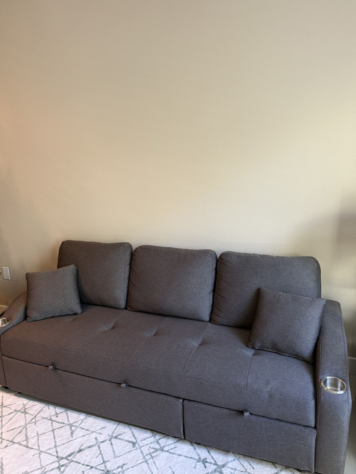 Extendable Sofa Modern Gray Sleeper Pull Out Ottomans Couch