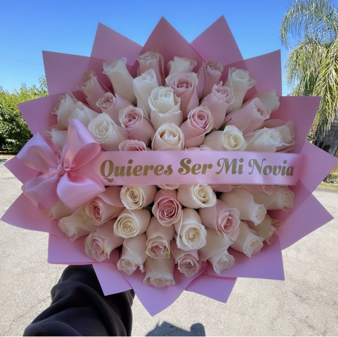 Pink And White Roses Bouquet
