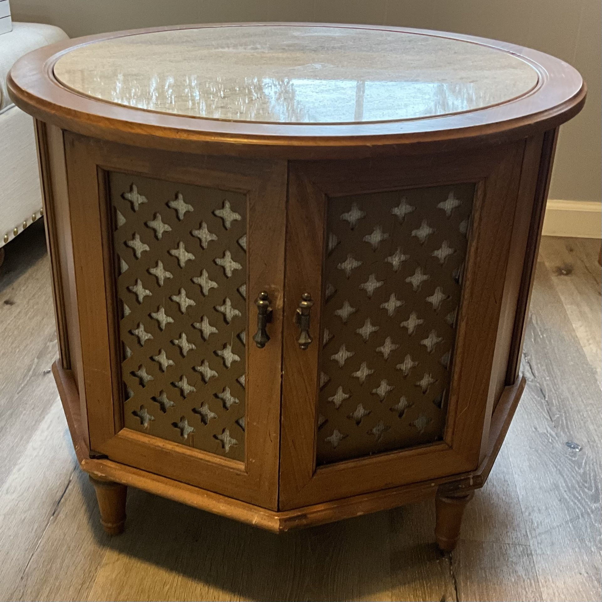 Vintage Hexagon Side Or End Table