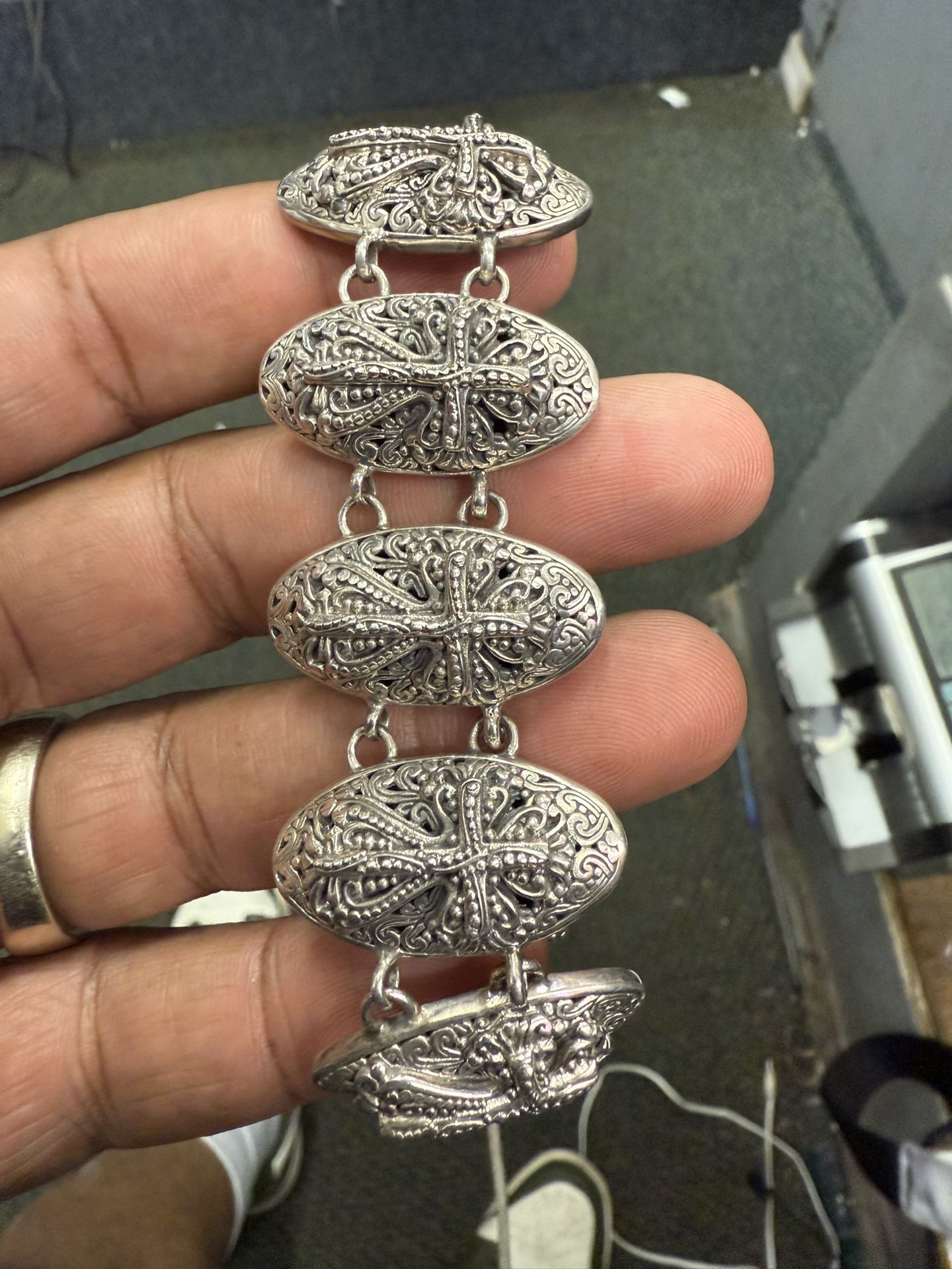 925 Silver Cross Bracelet I-2334