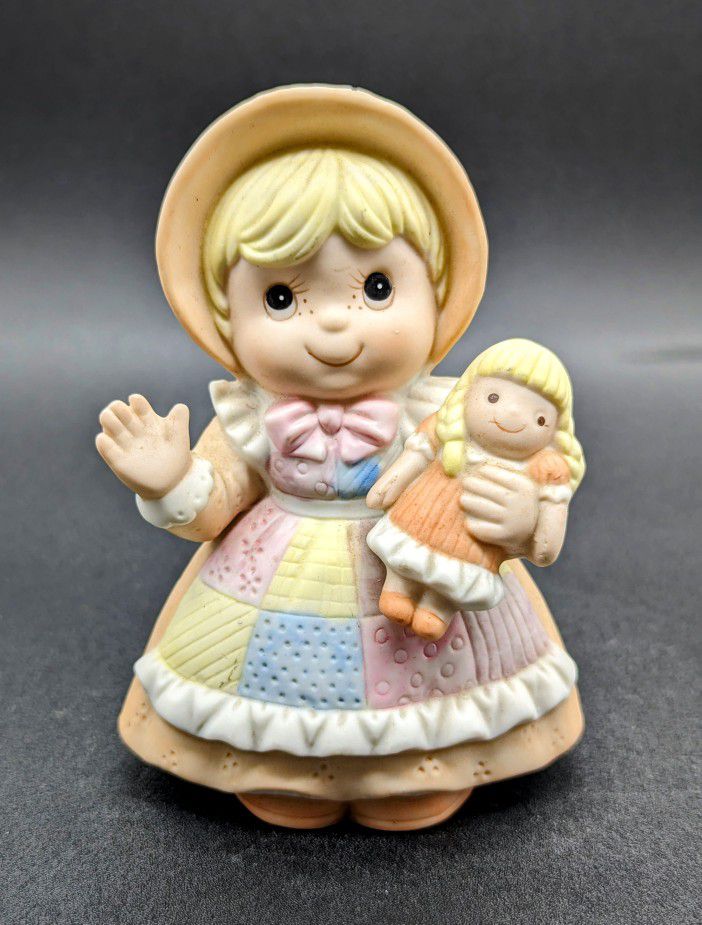 Homco  Little Girl With Doll.  Porcelain Figurine. Very Sweet..EUC
