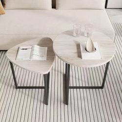 HOJINLINERO Round Coffee Table Set of 2 End Tables for Living Room,Black Small Coffee
Table Living