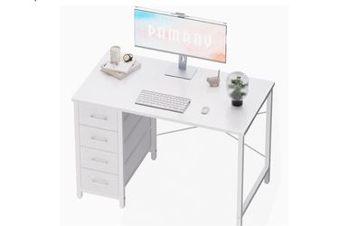 Pamray White Computer Desk with Drawers