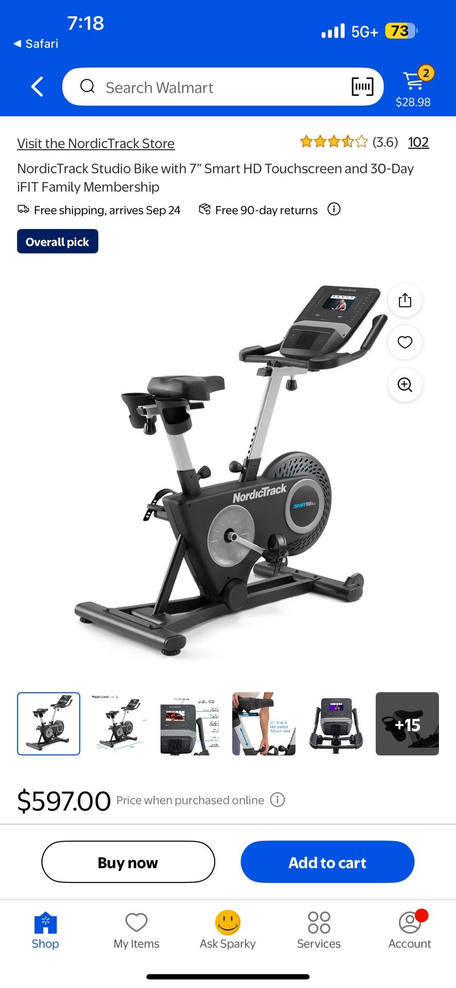 NordicTrack Studio SMR Exercise Bike