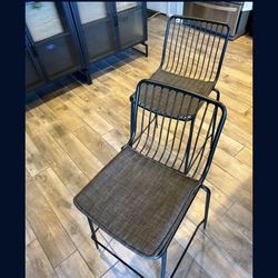 Set Of Two Counter Height Metal Barstools 