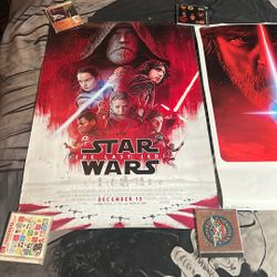 Star Wars Lot of 4 posters never hung no holes. 1 mandolorian group poster still sealed