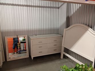 White full sized Bedroom Set Dresser and Headboard