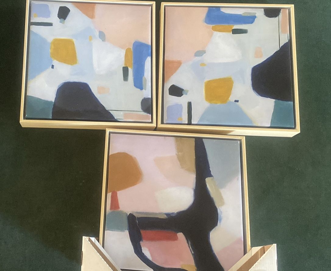 3 Mid Century Inspired Framed Canvas Prints