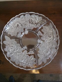 Crystal Glass Sectional Serving Platter by Studio Nova (Winter Rose Collection)