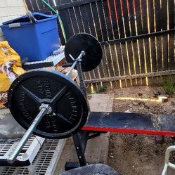 Weight Bench With Bar And 45lb. 