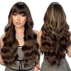 Brown Blonde Wavy Full Wig9