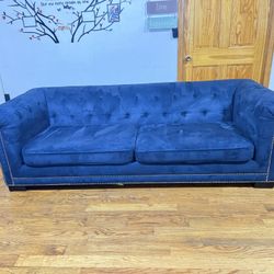 Tufted Blue Velvet Sofa