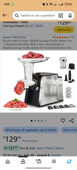 Electric Meat Grinder 2800W Sausage Stuffer Maker 4-In-1 Vegetable Shredder With 3 Slice, Shred Blades,5 Blades,Sausage Stuffer,Kubbe Kit For Home Kit