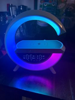 RGB LED Alarm Clock Wireless Charger Bluetooth Speaker