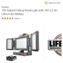 Rigid 18v Hybrid Folding Panel Light