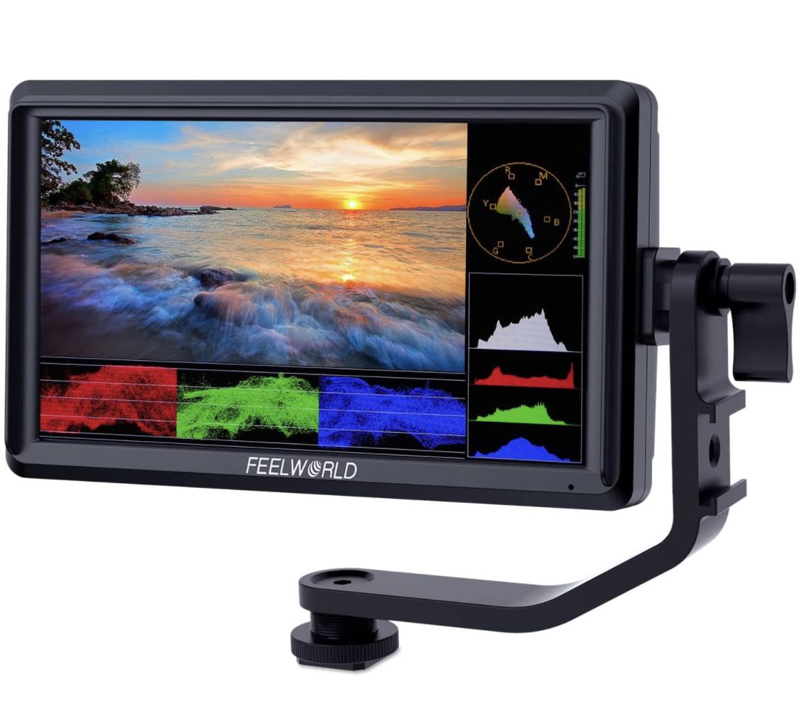 FEELWORLD FW568 V2 5.5 inch DSLR Camera Field Monitor with Waveform LUTs Video Peaking Focus Assist Small Full HD 1920x1152 IPS with 4K HDMI 8.4V DC I
