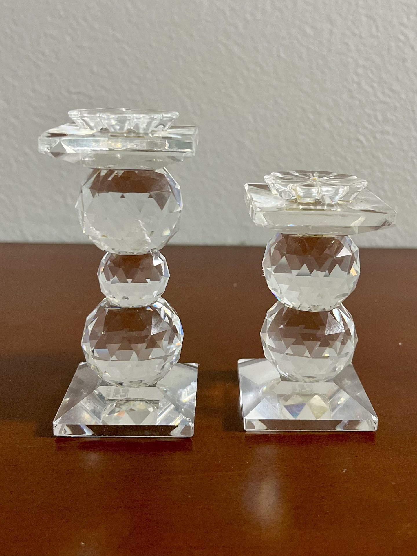 Pair of Swarovski Retired crystal candle holders