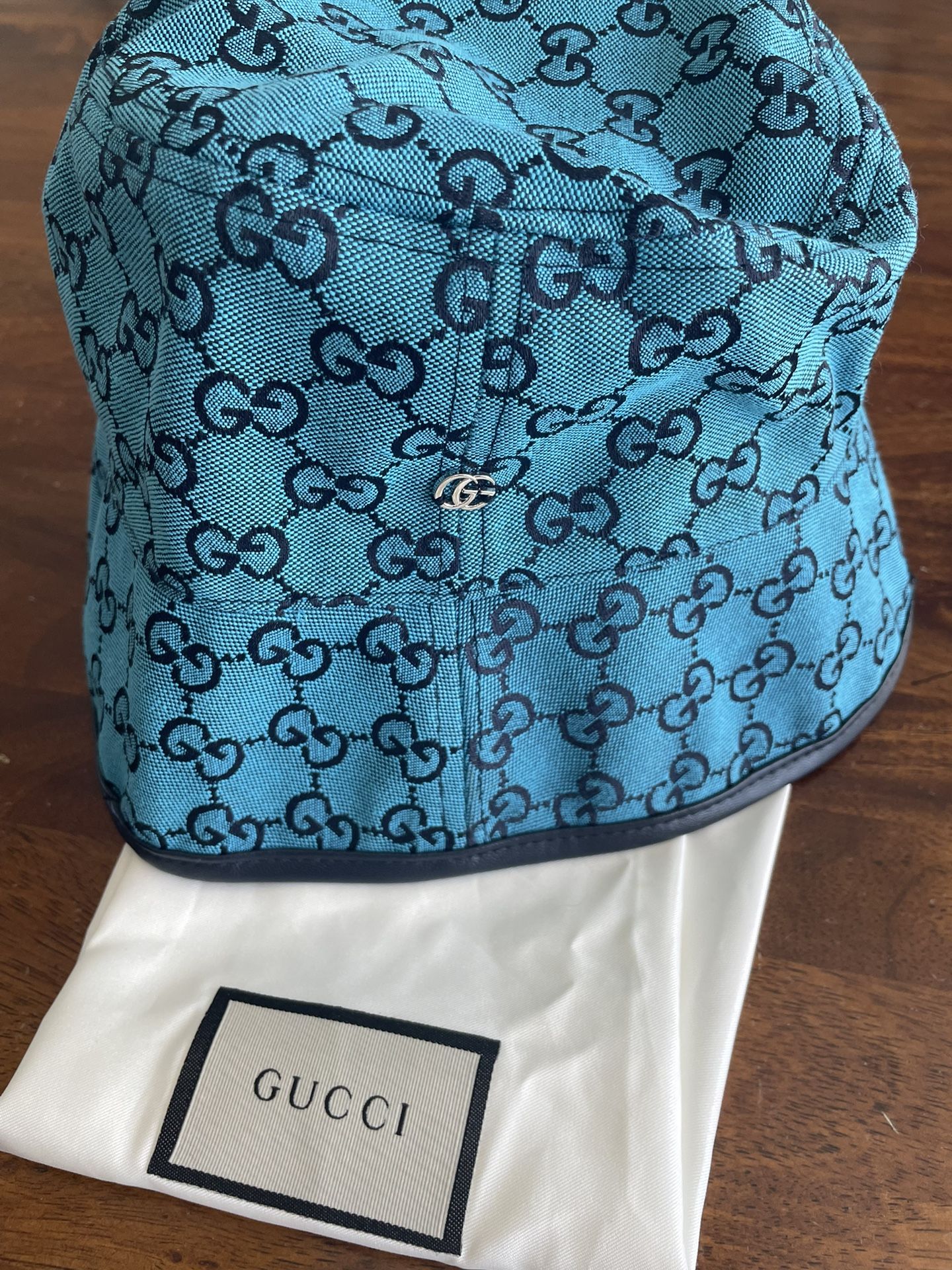 Gucci HAT BUCKET STYLE GG LOGO ALLOVER BLUE MONOGRAM CANVAS SMALL Gucci HAT BUCKET STYLE GG LOGO ALLOVER BLUE MONOGRAM CANVAS  main image 2