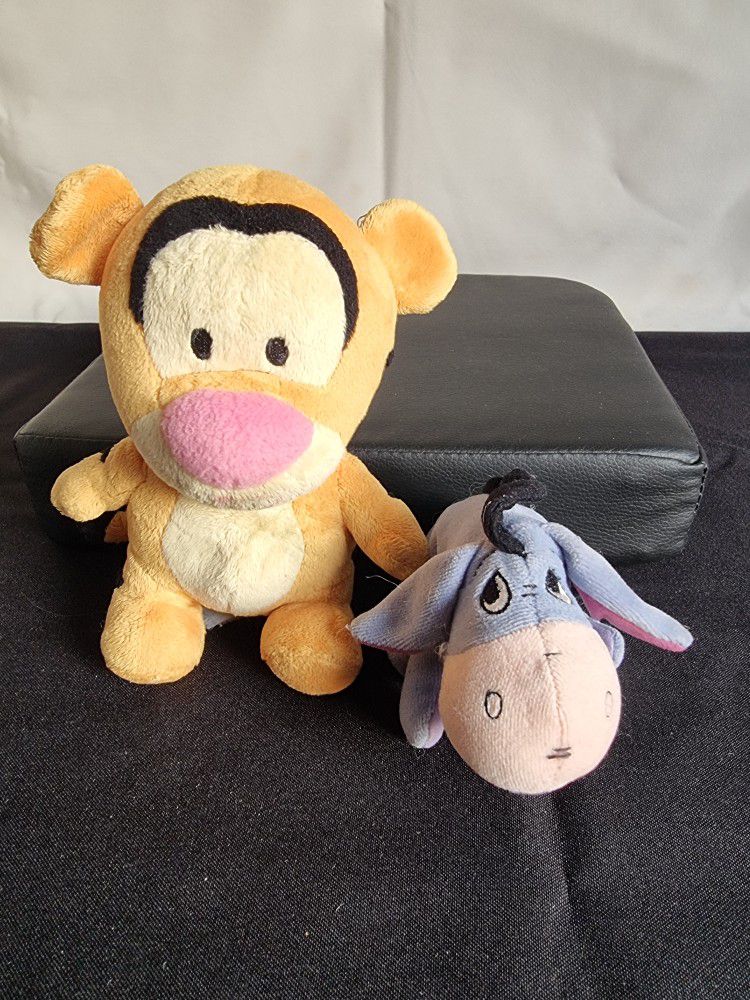 Disney Store Baby Tigger 6"  Eeyore 3" Winnie the Pooh Plush Stuffed Animal  Set 