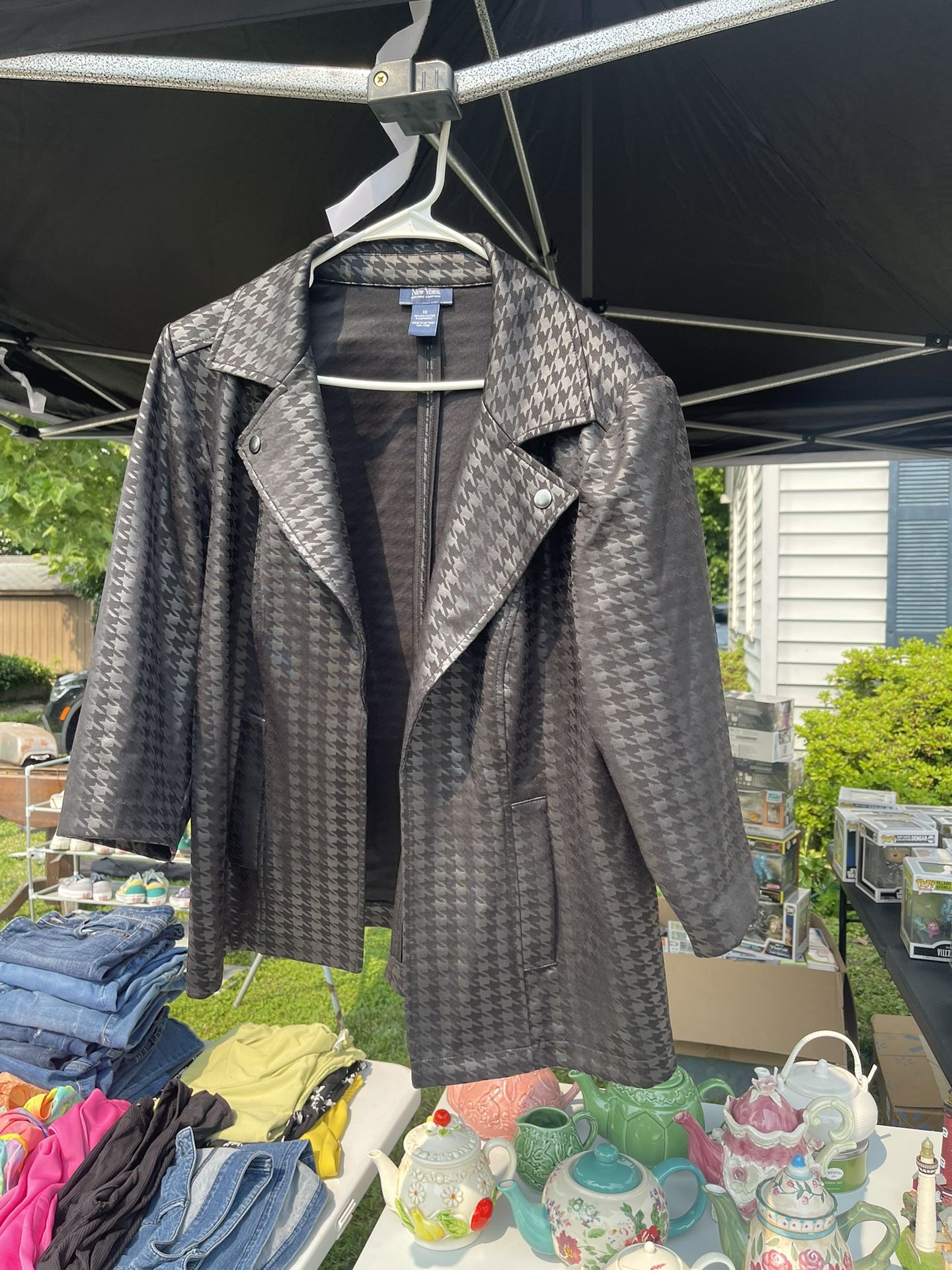 Black Houndstooth Moto Jacket