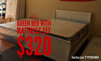 Queen bed frame and mattress