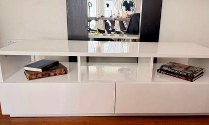 CB2 Chill 60” High Gloss White Media Console by Eric Pfeiffer
