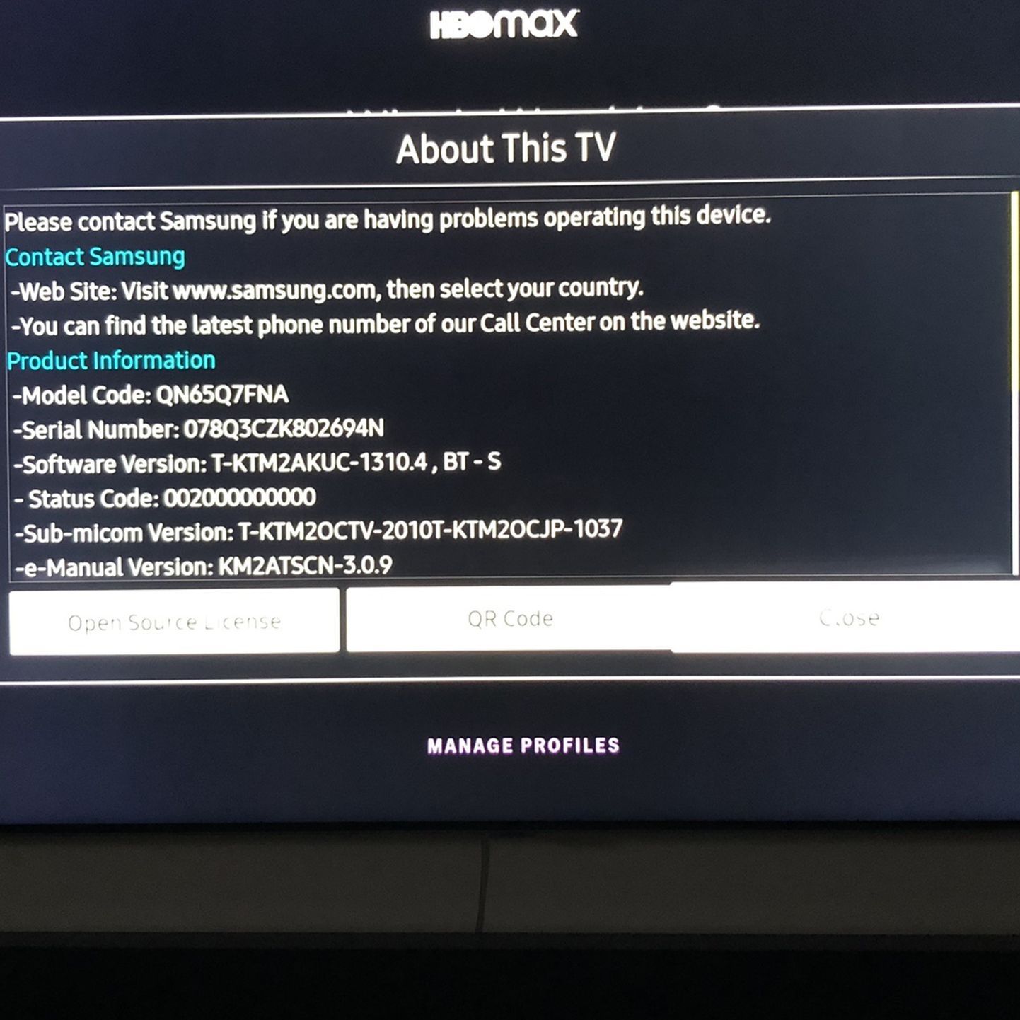 Samsung QLED 65in Tv Plus Sound bar
