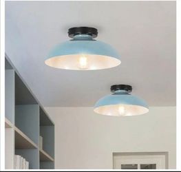 2 Pack Vintage Farmhouse Semi Flush Ceiling Light, Metal Semi Flush Mount Ceiling Light, E26 Base, Vintage Ceiling Light Fixture for Hallway Entryway