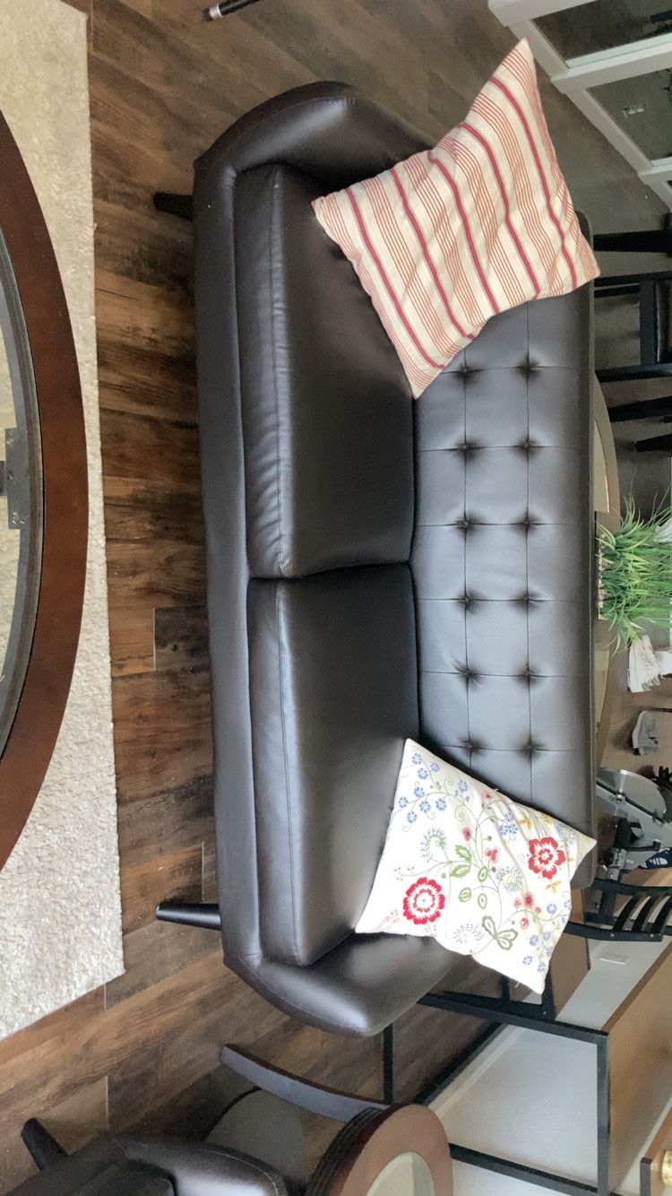 Faux Leather Couch Sits 3 (like New)