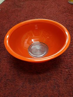 Large red Pyrex bowl
