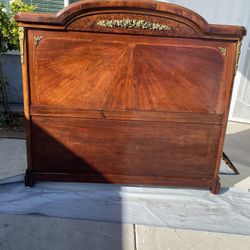 WALNUT FULL SIZED HEADBOARD WITH BRASS ACCENTS