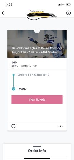 (6) Great Philadelphia Eagles @ Dallas Cowboys Tickets Aisle Sec 246 $440 each