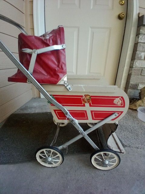 Antique Wooden Doll Stroller 