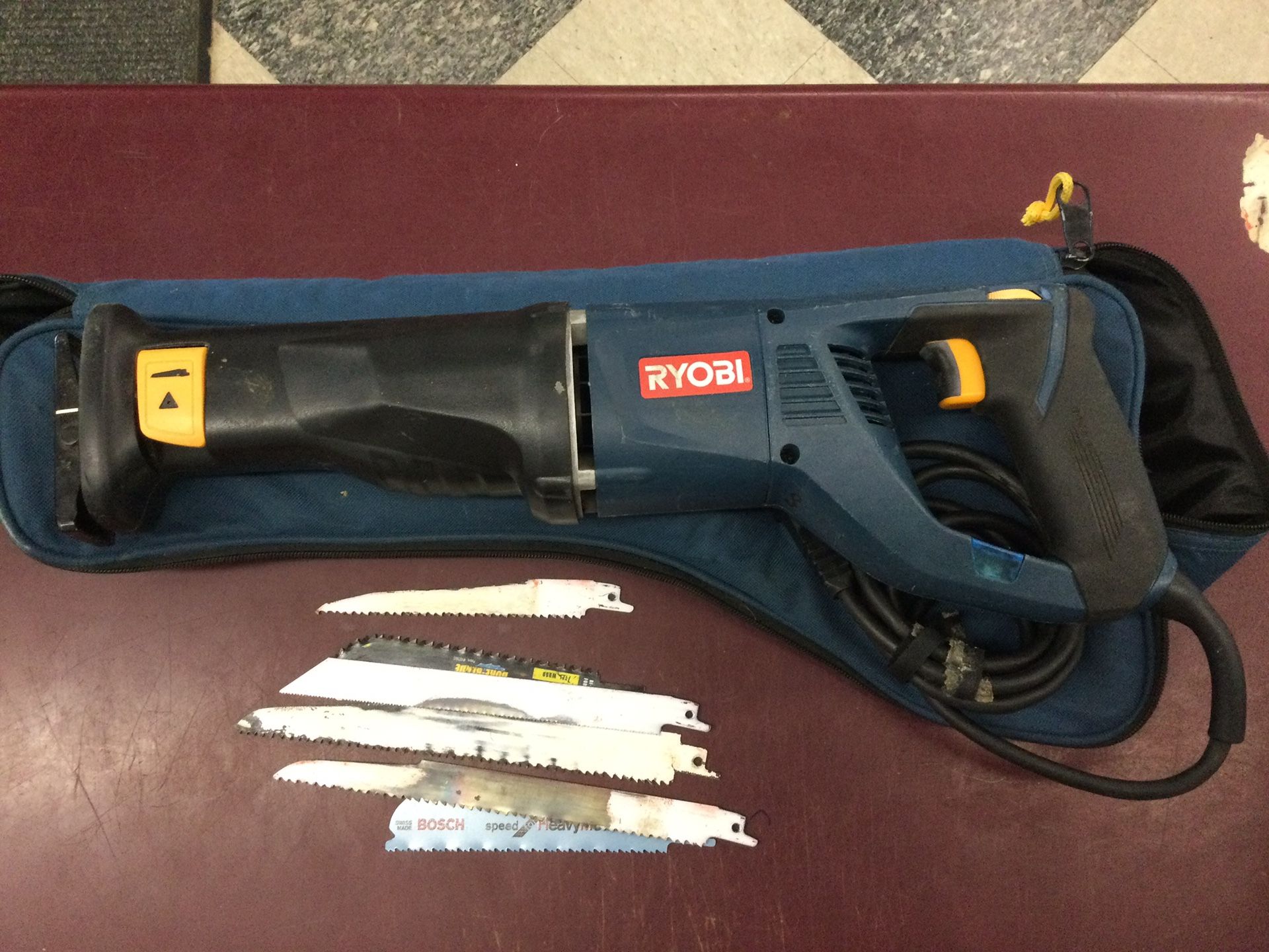 Ryobi Corded Reciprocating Saw / Sawzall With Blades And Case