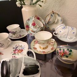Vintage Floral Porcelain Tea Cup and Saucer Collection