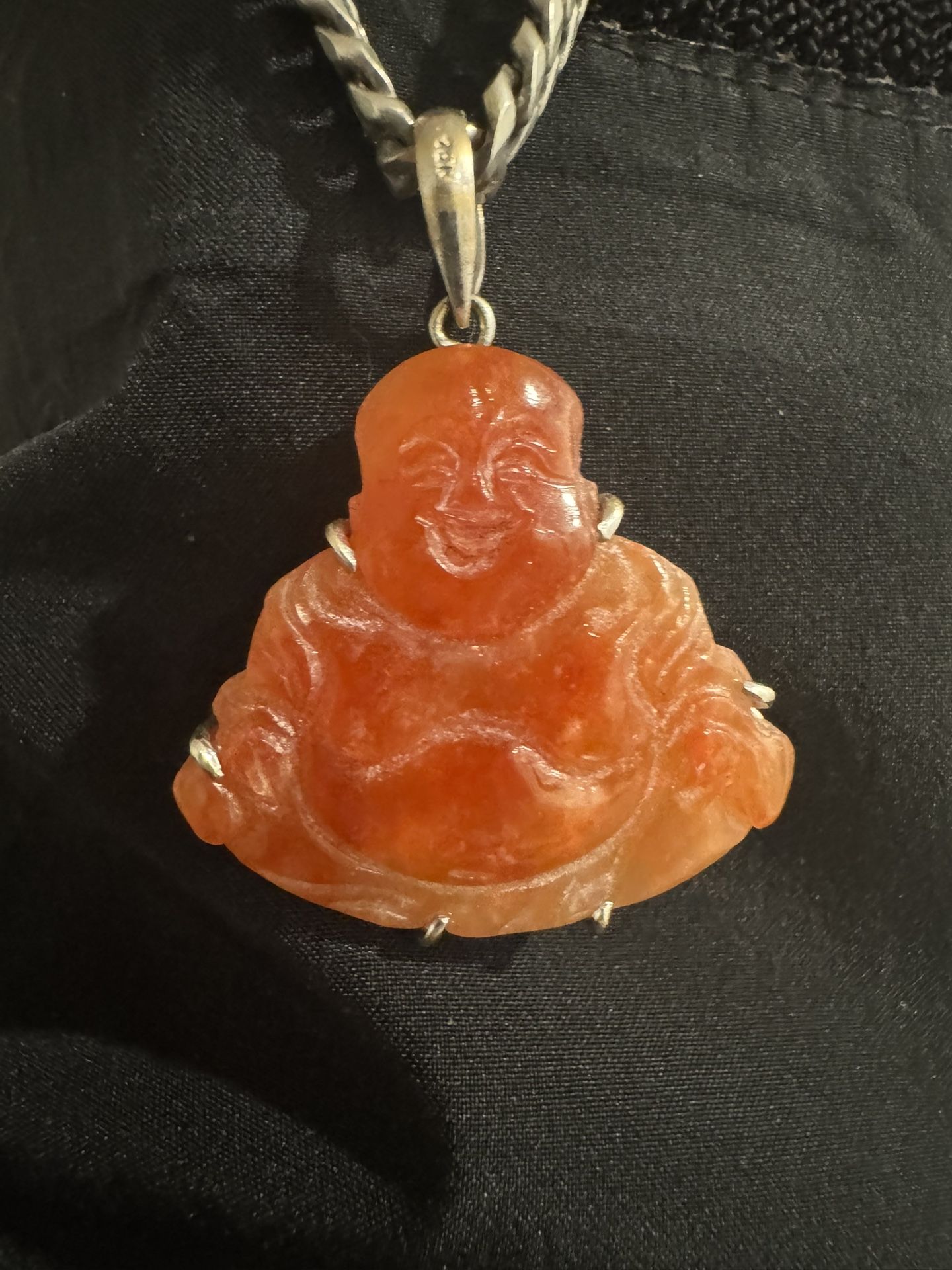 Red Jade Buddha In 18k Gold