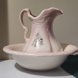 Antique Ironstone Pitcher And Basin Set